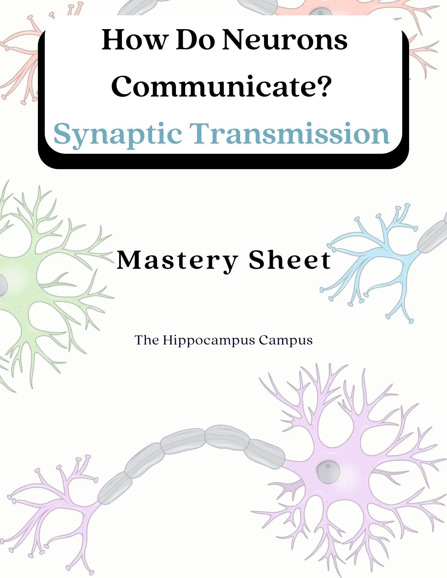 Mastery Sheet: Synaptic Transmission (Part 2)